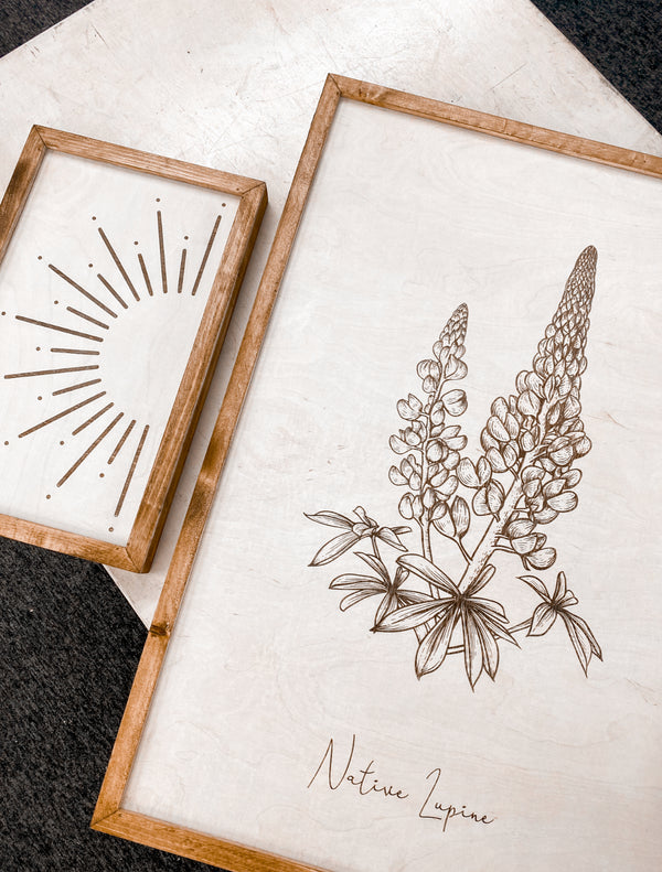 Oregon Flowers Hand Sketched Three Piece Wooden Artwork Set
