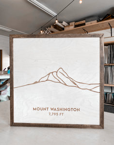 Mount Washington Hand Sketched Engraved Wooden Artwork
