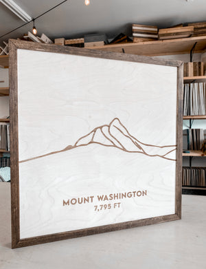 Mount Washington Hand Sketched Engraved Wooden Artwork