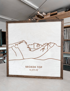 Broken Top Hand Sketched Engraved Wooden Artwork
