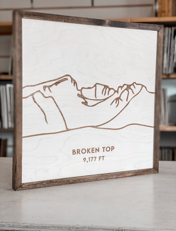Broken Top Hand Sketched Engraved Wooden Artwork