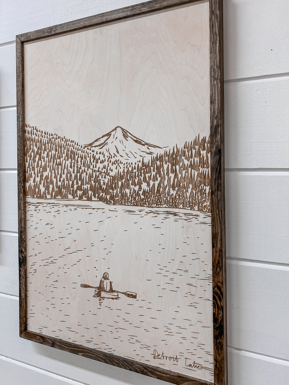 Hand Sketched Detroit Lake Oregon Wood Artwork