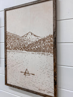 Load image into Gallery viewer, Hand Sketched Detroit Lake Oregon Wood Artwork
