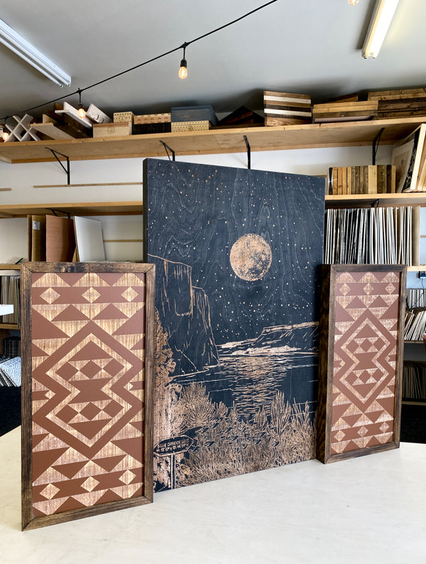 Hand Sketched Billy Chinook Lake & Aztec Artwork Set