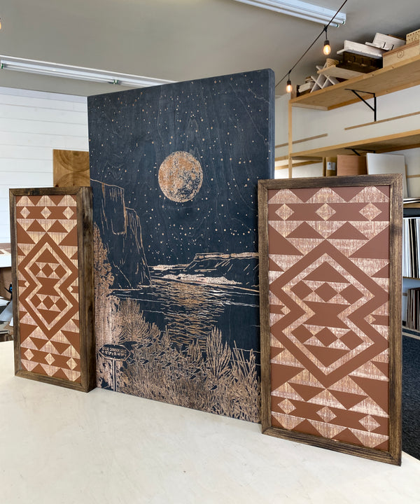Hand Sketched Billy Chinook Lake & Aztec Artwork Set