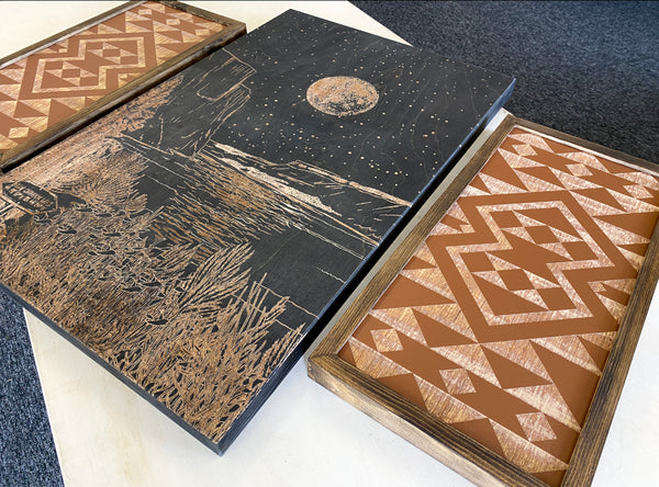 Hand Sketched Billy Chinook Lake & Aztec Artwork Set