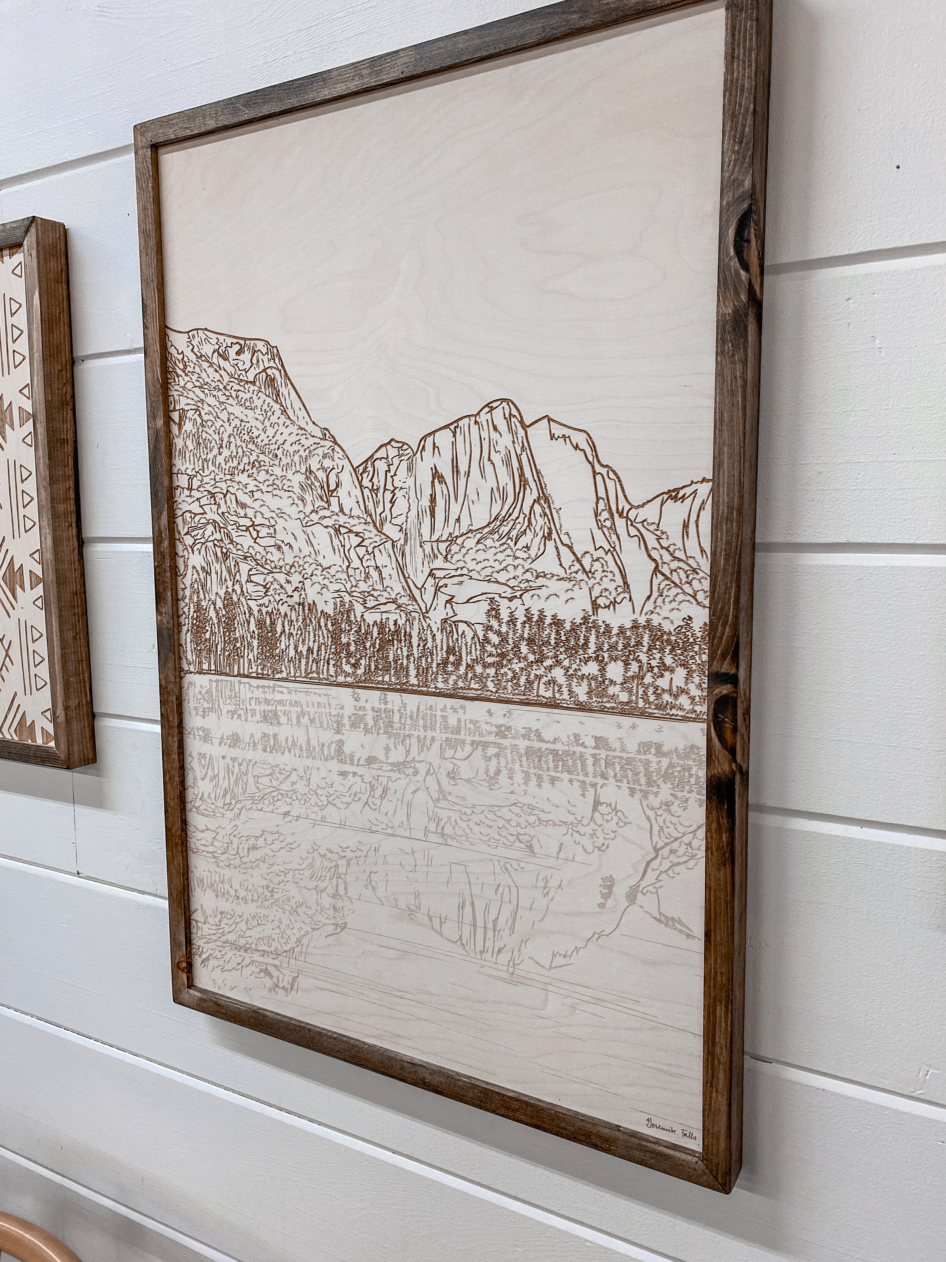 3 Piece Hand Yosemite Falls with Aztec Wood Artwork