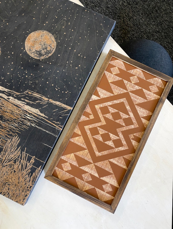 Hand Sketched Billy Chinook Lake & Aztec Artwork Set