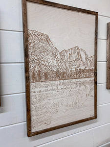 3 Piece Hand Yosemite Falls with Bold Aztec Wood Artwork