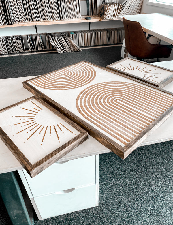 Sunburst & Rainbow Wooden Artwork Set