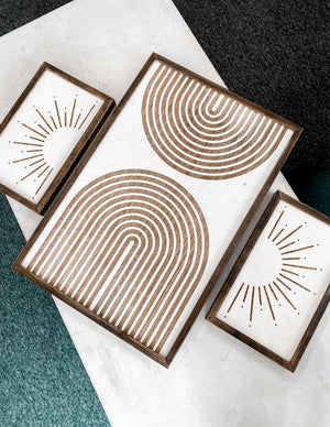Sunburst & Rainbow Wooden Artwork Set