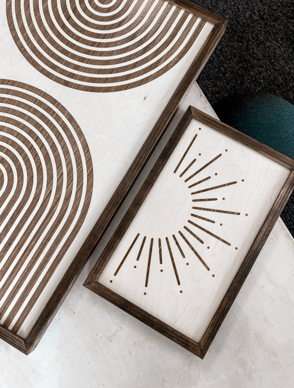 Sunburst & Rainbow Wooden Artwork Set