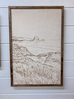 Load image into Gallery viewer, 3 Piece Hand Sketched Cannon Beach Oregon Aztec Wood Artwork
