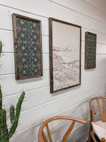 Load image into Gallery viewer, 3 Piece Hand Sketched Cannon Beach Oregon Wood Artwork with Black Aztec/Arrow
