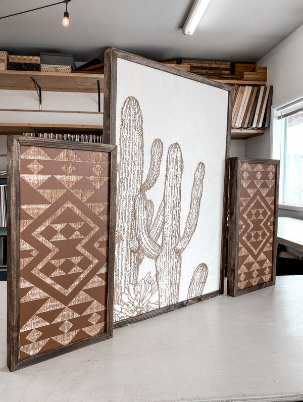 Hand Sketched Cactus & Aztec Artwork Set
