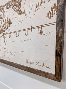 Hand Sketched Hoodoo Ski Area Lodge Oregon Wood Artwork