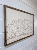Load image into Gallery viewer, Hand Sketched Kawaii Island Na Pali Coast Wood Artwork
