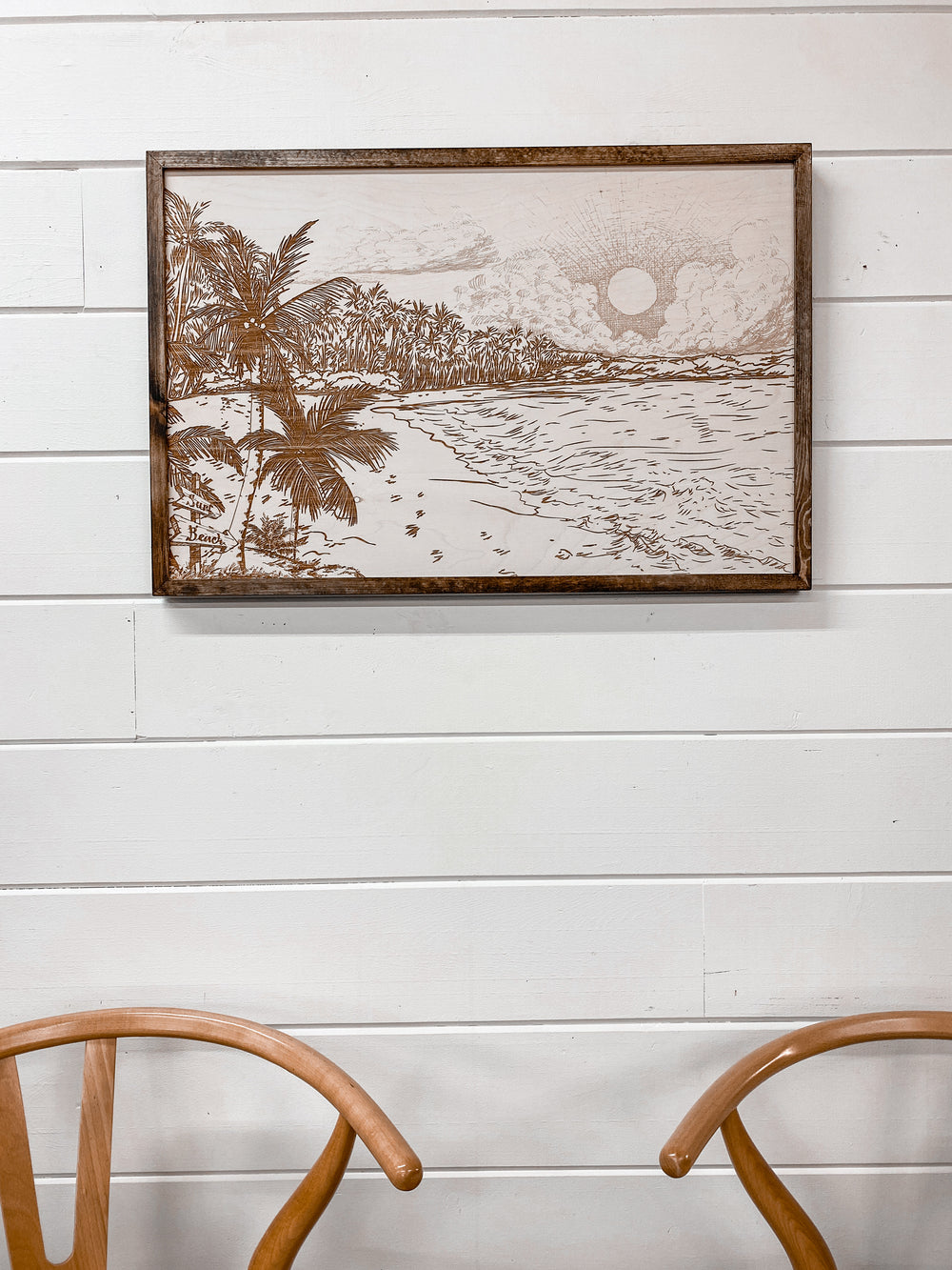Hand Sketched Punalu'u Beach Wood Artwork