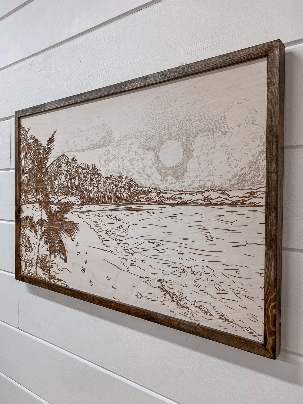Hand Sketched Punalu'u Beach Wood Artwork