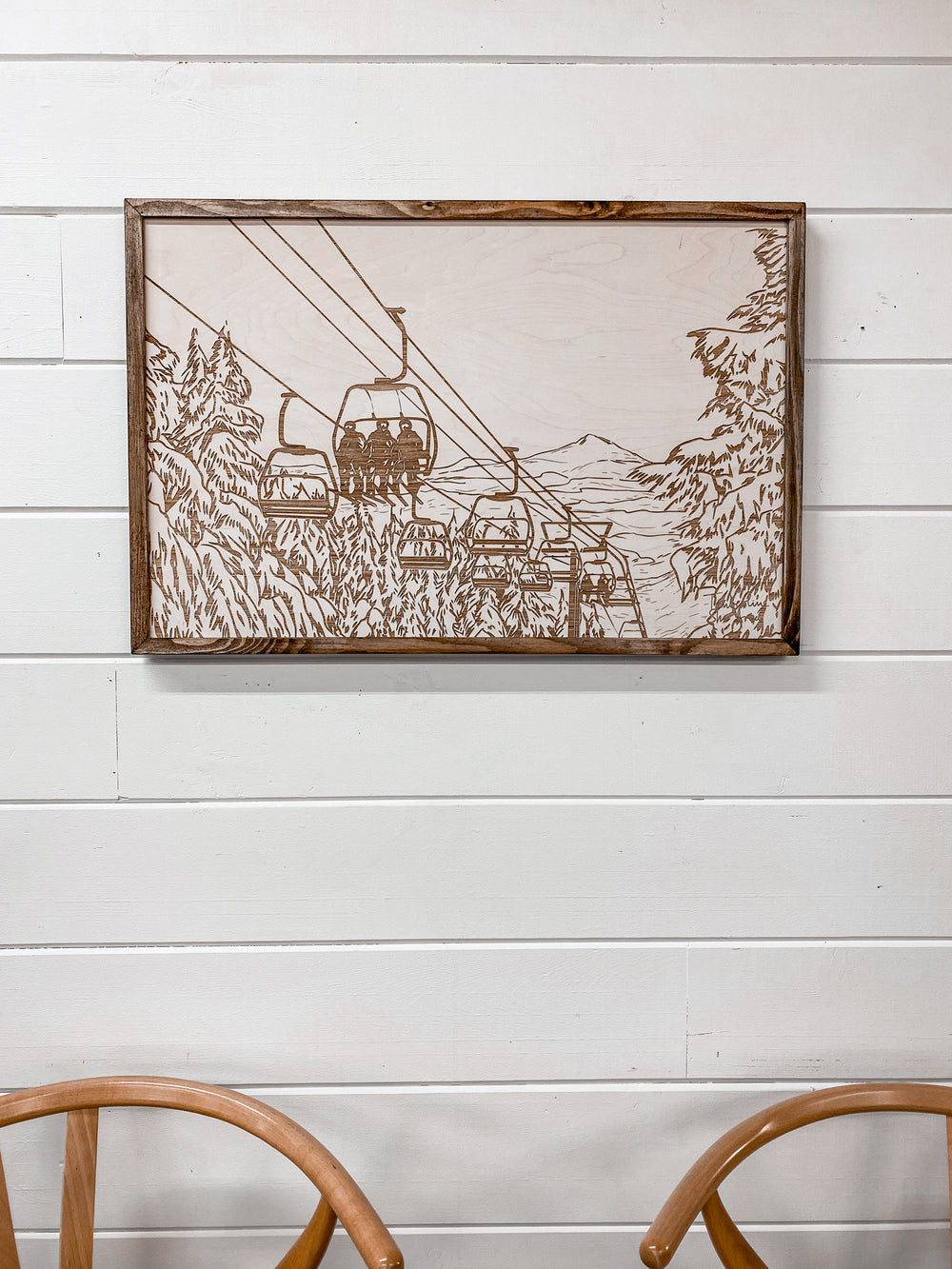 Hand Sketched Timberline Ski Area Oregon Wood Artwork