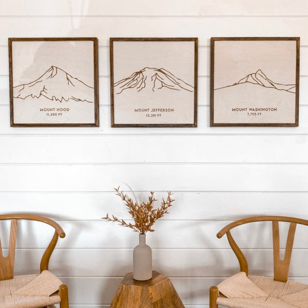 Oregon Mountain Range Three Piece Wall Art Set