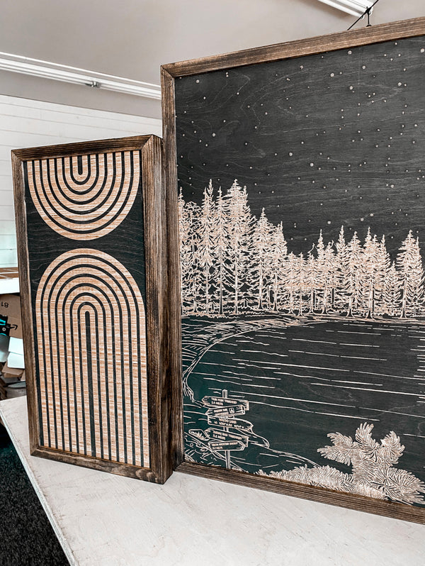 Waldo Lake & Rainbow Hand-Sketched Artwork Set