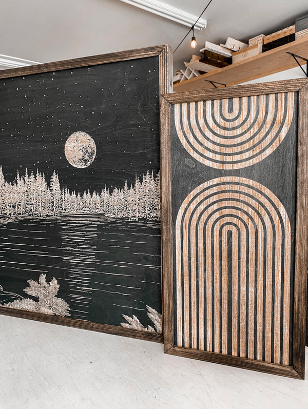 Waldo Lake & Rainbow Hand-Sketched Artwork Set