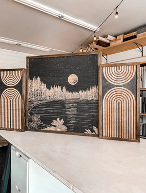 Waldo Lake & Rainbow Hand-Sketched Artwork Set