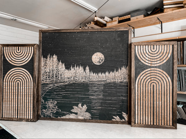 Waldo Lake & Rainbow Hand-Sketched Artwork Set
