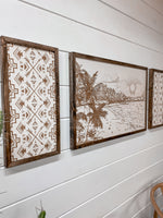 Load image into Gallery viewer, 3 Piece Hand Sketched Punalu&#39;u Beach with Aztec Wood Artwork
