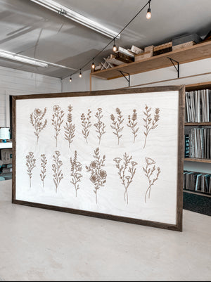 Hand Sketched Flower Wooden Artwork