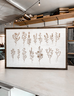 Hand Sketched Flower Wooden Artwork