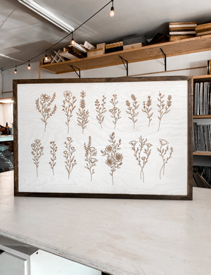 Hand Sketched Flower Wooden Artwork