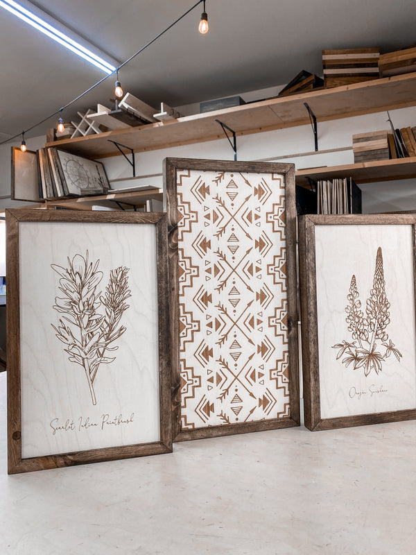 Hand Sketched Oregon Flowers Oregon Sunshine, Scarlet Indian & Aztec Arrows