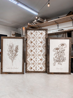 Hand Sketched Oregon Flowers Native Lupine, Scarlet Indian & Aztec Arrows Wood Artwork