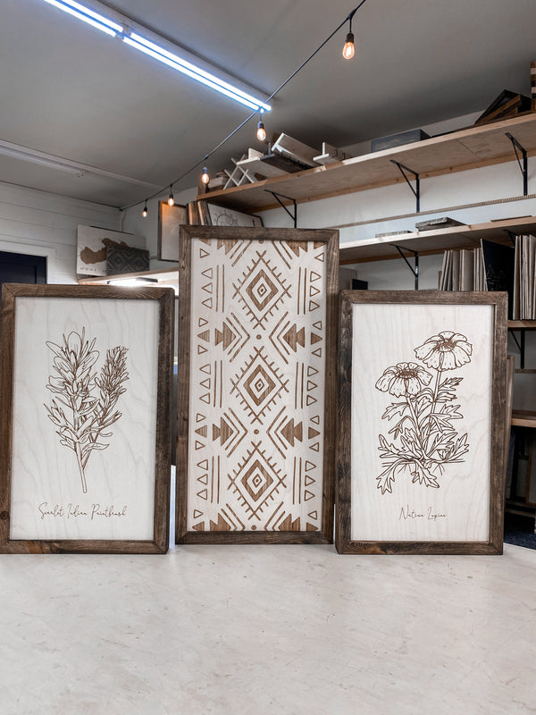 Hand Sketched Oregon Flowers Native Lupine, Scarlet Indian & Aztec