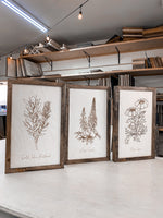 Load image into Gallery viewer, Oregon Flowers Hand Sketched Three Piece Wooden Artwork Set
