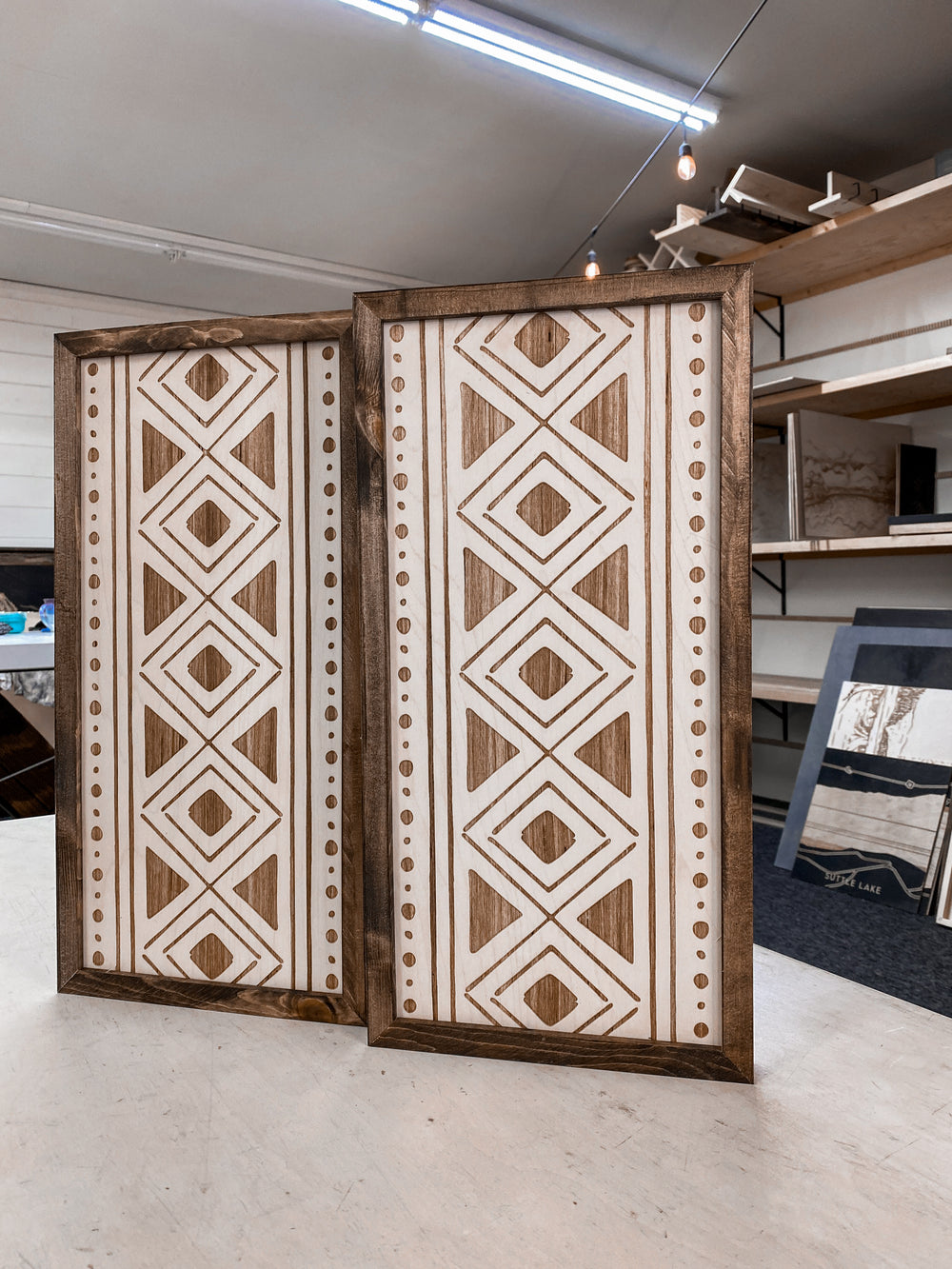 2 Piece Set Bold Aztec Wall Art