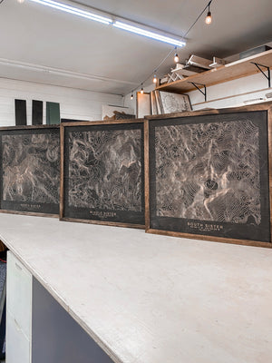 Handmade Three Sisters Mountains Topographic Map