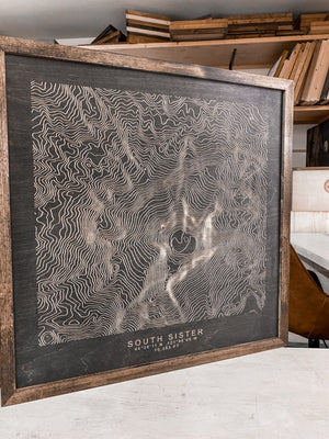 Handmade Three Sisters Mountains Topographic Map