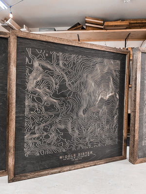 Handmade Three Sisters Mountains Topographic Map
