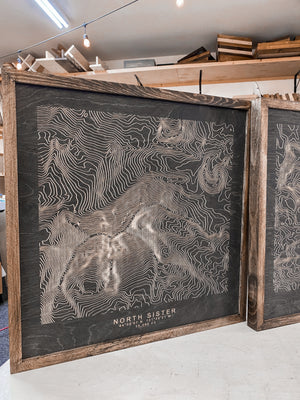Handmade Three Sisters Mountains Topographic Map