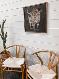 Buffalo Hand sketched Wood Artwork