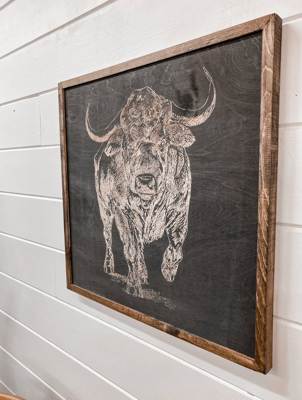 Buffalo Hand sketched Wood Artwork
