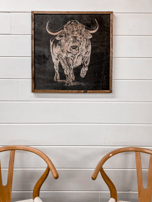 Buffalo Hand sketched Wood Artwork