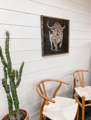 Buffalo Hand sketched Wood Artwork