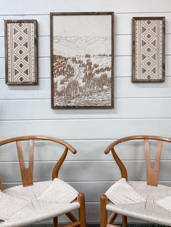 3 Piece Hand Sketched Hurricane Ridge Olympic National Park with Aztec Wood Artwork