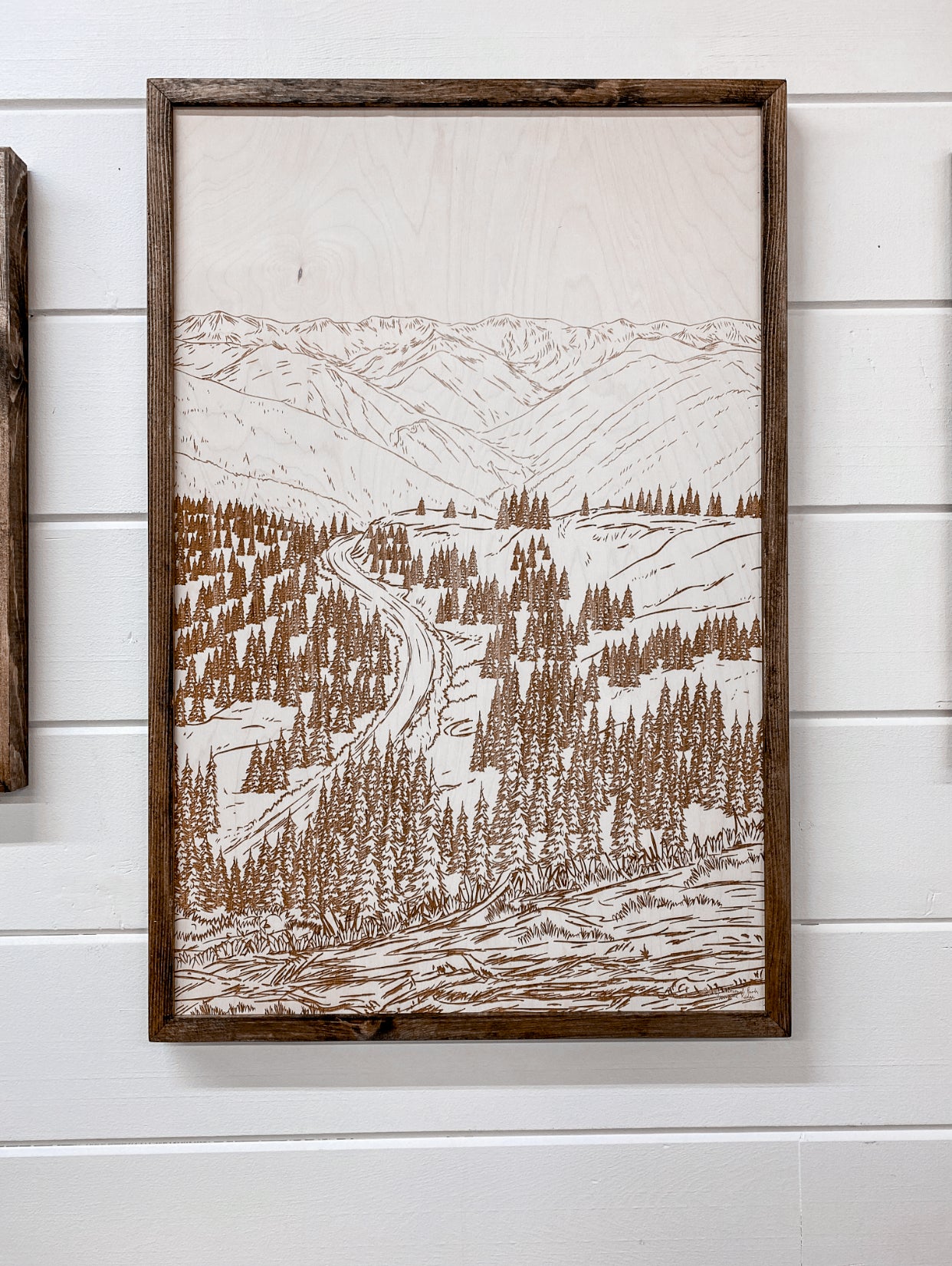 3 Piece Hand Sketched Hurricane Ridge Olympic National Park with Aztec Wood Artwork
