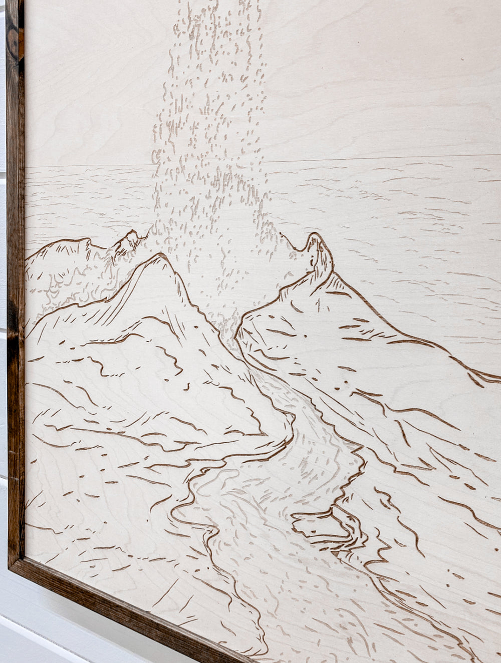 Hand Sketched Kilauea Volcano Wood Artwork