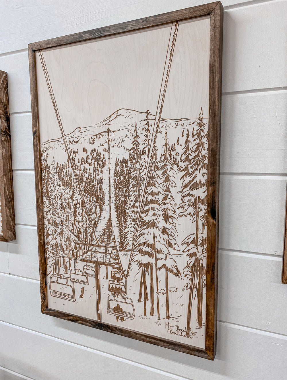3 Piece Hand Sketched Mt. Bachelor Cloud Chaser with Aztec Wood Artwork